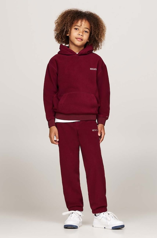 Dětské tepláky Tommy Hilfiger U POLAR FLEECE SWEATPANTS pletenina burgundské KS0KS00583.9BYH.