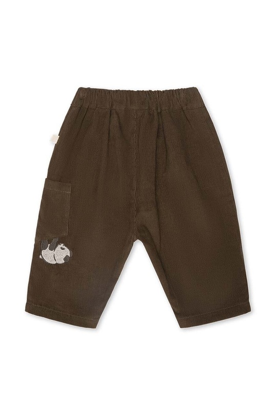 Dětské bavlněné kalhoty That's mine Frederik pletenina hnědá 117451