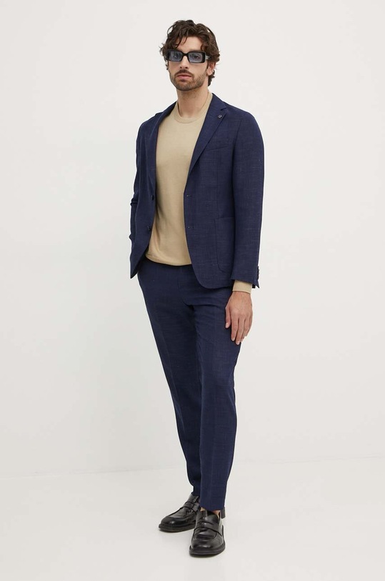 Kalhoty s příměsí vlny BOSS 50522658 námořnická modř AW24