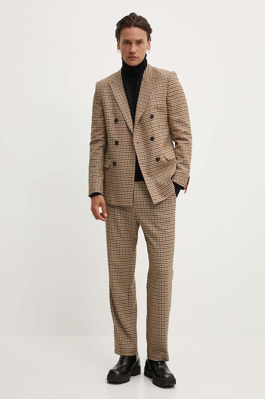 Nohavice HUGO 50520372 hnedá AW24