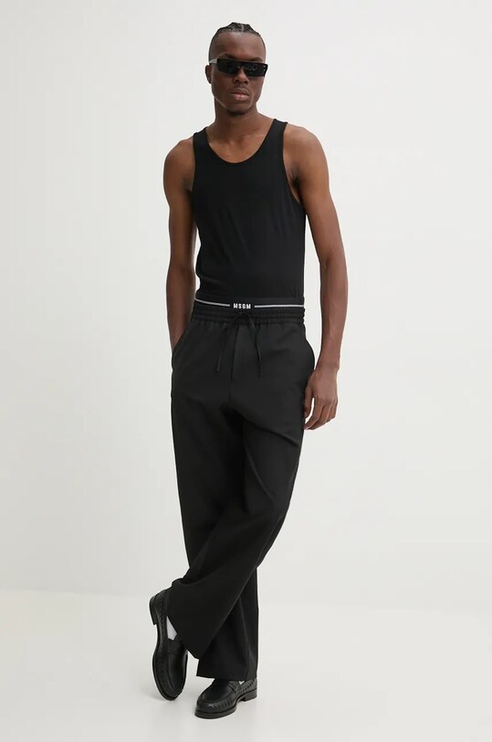 MSGM pantaloni de lana 3740MP09.247506 negru AW24