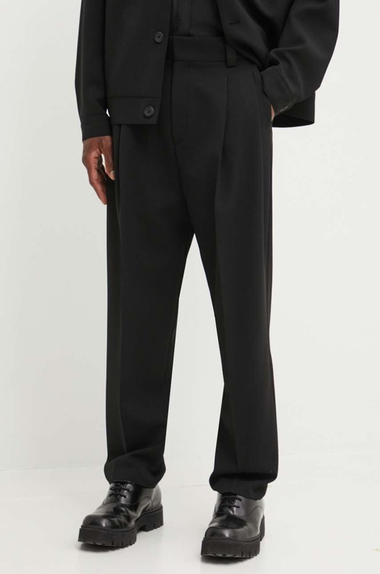 HUGO pantaloni din lana drept negru 50520374