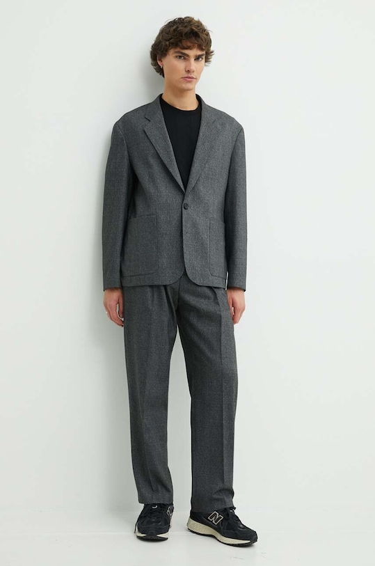 Hlače s primjesom vune HUGO 50520686 siva AW24