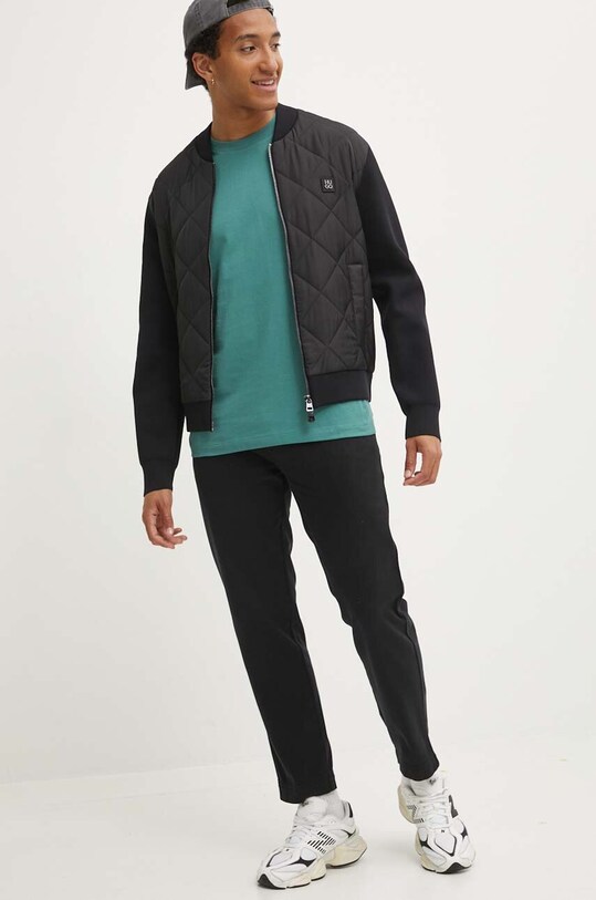 HUGO spodnie bawełniane 50525176 czarny AW24