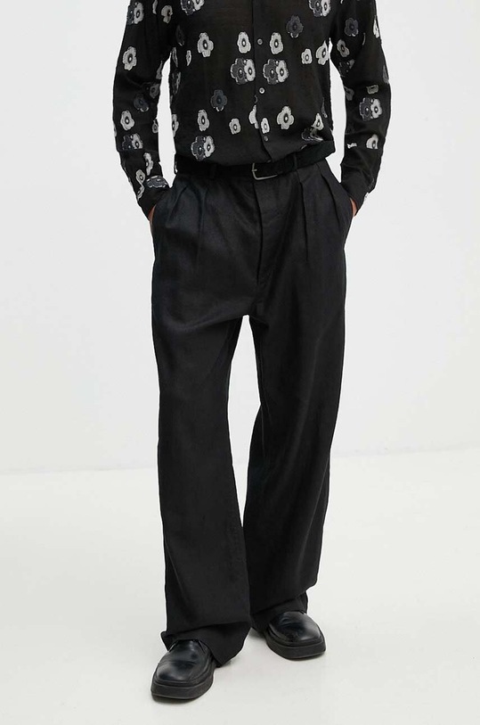 Sunflower spodnie lniane tkanina czarny 4148.SFR