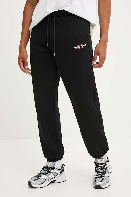 Παντελόνι φόρμας Guess Jeans πλεκτό ύφασμα μαύρο M4YB18.K9V31