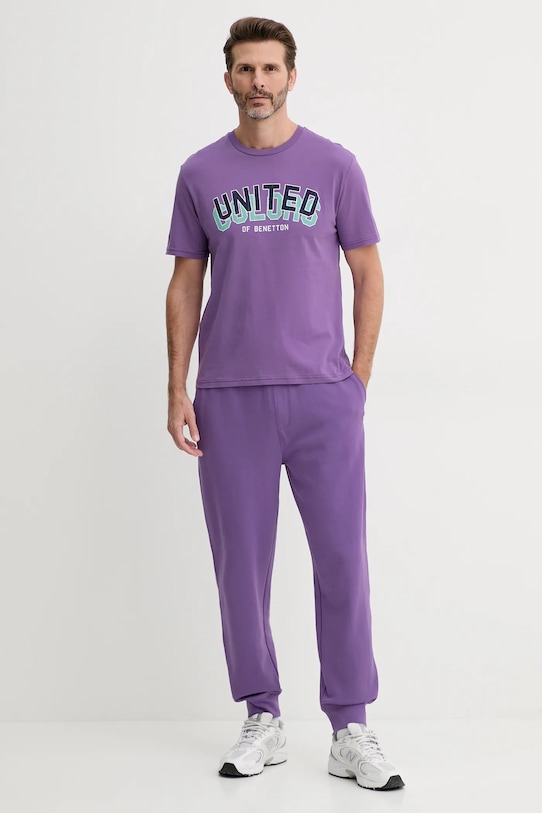 Хлопковые спортивные штаны United Colors of Benetton 342ZUF01B фиолетовой AW25