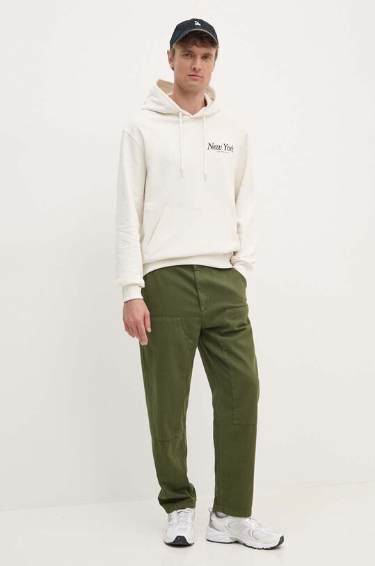 Штани з домішкою льону United Colors of Benetton 4V3EUF04A зелений AW24