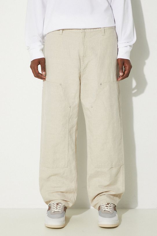 Hlače s primjesom vune Carhartt WIP Walter Double Knee Pant s dodatkom lana bež I033580.502