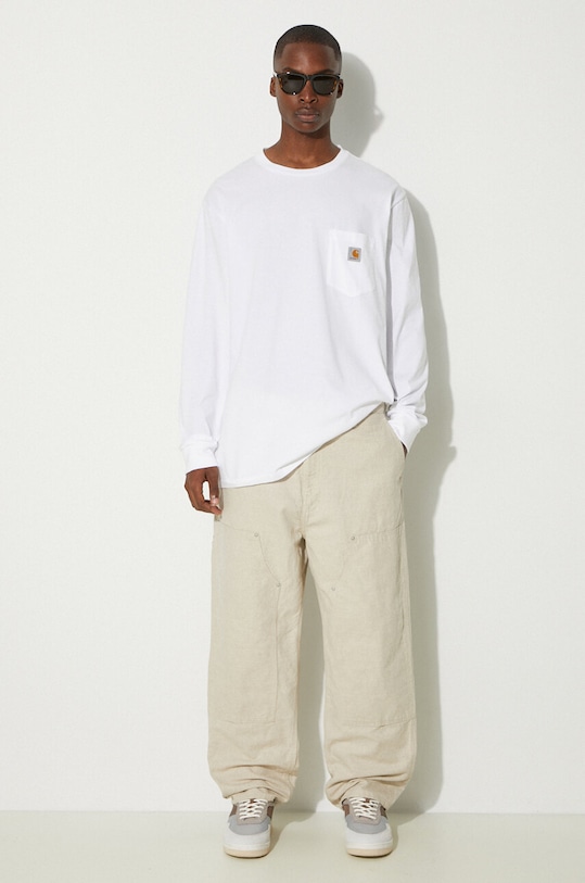 Hlače s primjesom vune Carhartt WIP Walter Double Knee Pant I033580.502 bež AW24