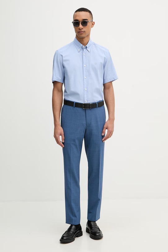 Michael Kors kalhoty pánské s vlnou MK0SP01026 modrá SS26