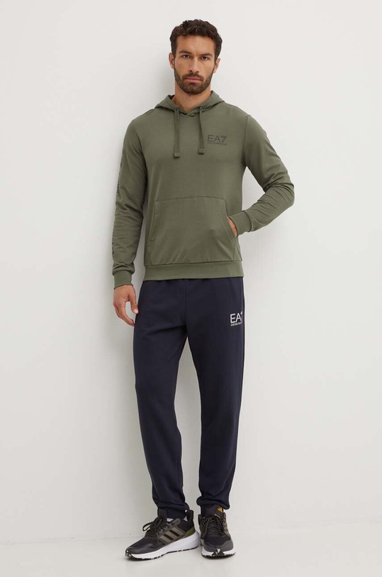 Памучен спортен панталон EA7 Emporio Armani PJSHZ.6DPP59.1562 тъмносин AW24