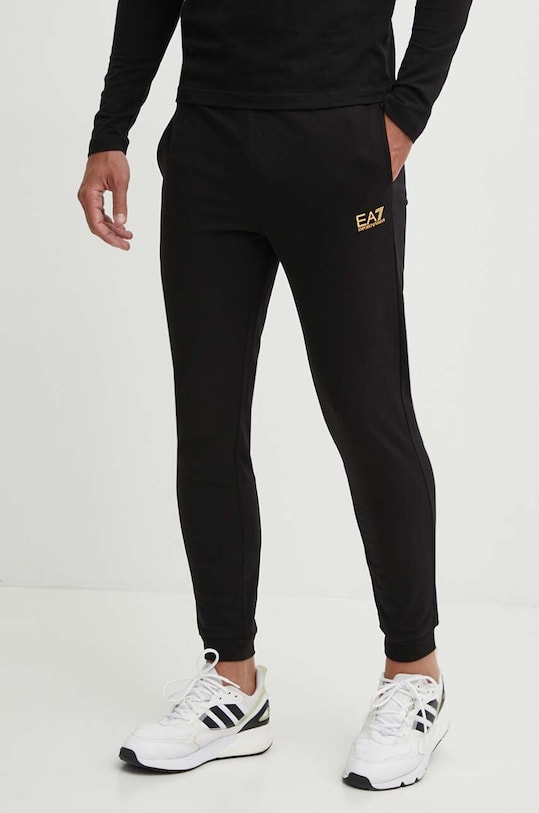 EA7 Emporio Armani pantaloni de trening din bumbac bumbac negru PJVRZ.8NPP66.0208