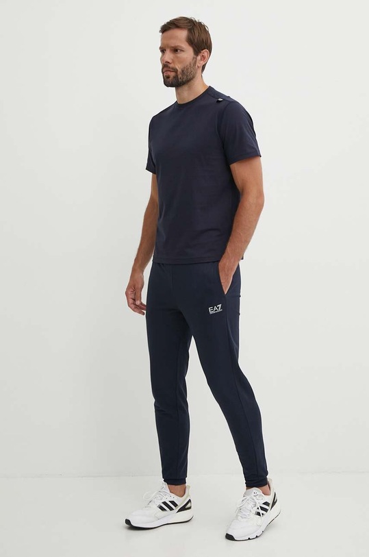 Памучен спортен панталон EA7 Emporio Armani PJVRZ.8NPP66.0562 тъмносин AW24