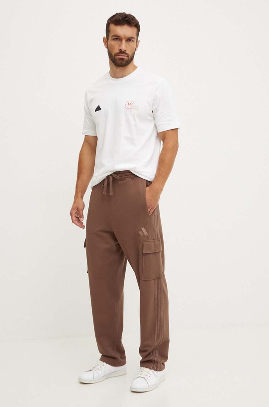 adidas spodnie dresowe bawełniane All SZN IY6576 brązowy AW24