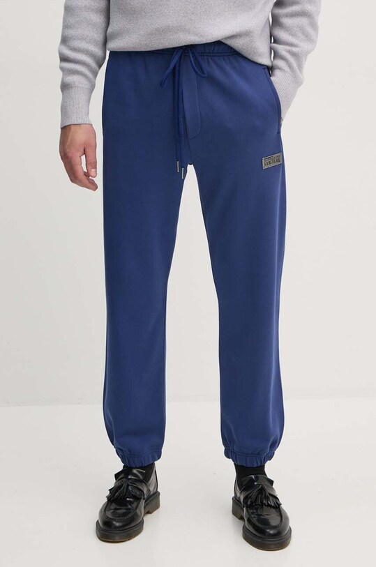 Хлопковые спортивные штаны Versace Jeans Couture хлопок голубой 77GAAT08.CF00T