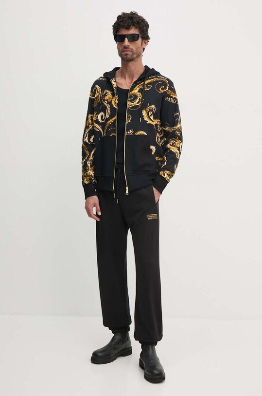 Хлопковые спортивные штаны Versace Jeans Couture 77GAAT08.CF00T чёрный AW24