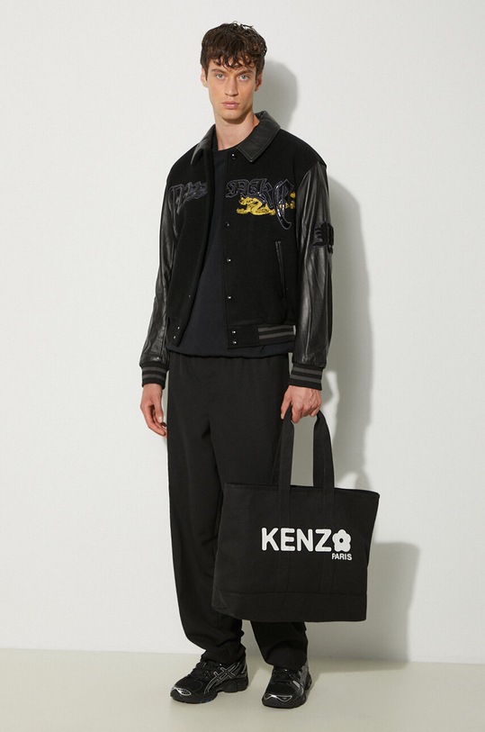 Kenzo spodnie wełniane Cargo Jogpant FE65PA5019RE.99 czarny AW24