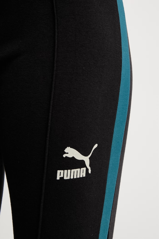 Puma T7 Classics Play Paris Flared spodnie dresowe damskie bawełniane z elastanem czarny 626809