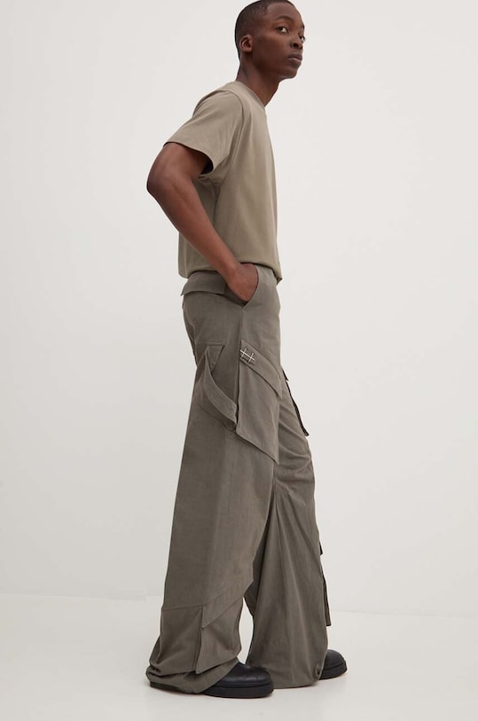 Heliot Emil pantaloni de bumbac drept verde HE.M.10.160.DG23