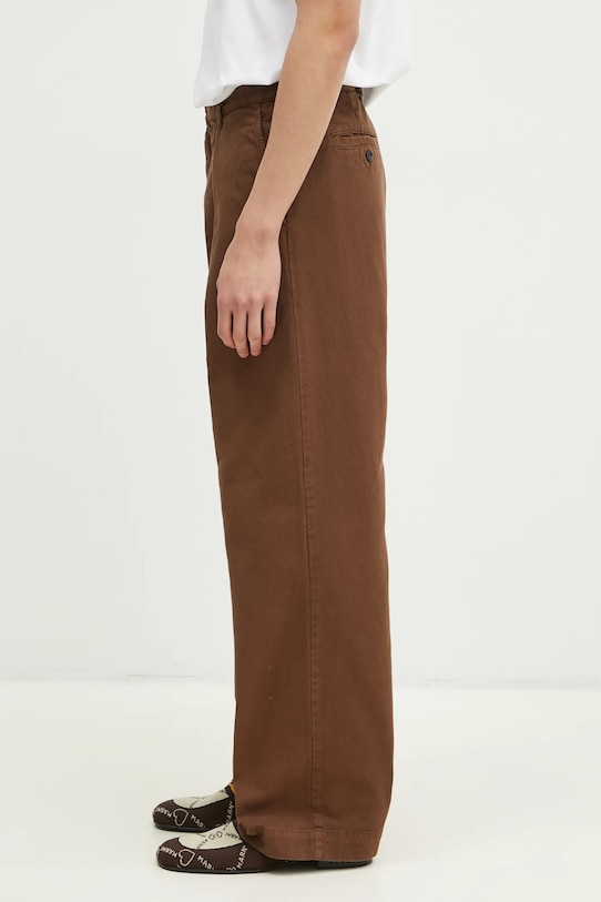 Wood Wood spodnie bawełniane Fraser Pleated Chinos 12435001.5181 brązowy AW24