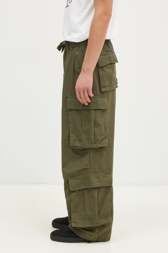 Vans pantaloni in cotone Premium Classics LX Baggy Cargo Pant VN000HMYKCZ1 verde AW24