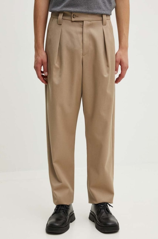 A.P.C. pantaloni de lana pantalon renato drept bej WVBBF.H08428