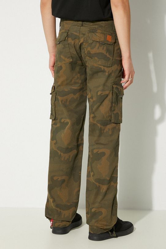 Βαμβακερό παντελόνι Alpha Industries Jet Pant Camo 101212C πράσινο AW24