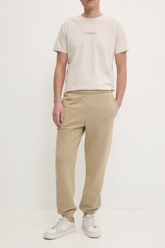 Lacoste pantaloni de trening din bumbac bumbac bej XH2852
