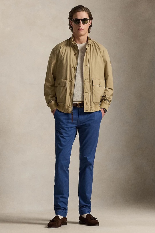 Одяг Polo Ralph Lauren штани slim fit чоловічі з бавовною Slim Fit HDN Pant 710856719 блакитний