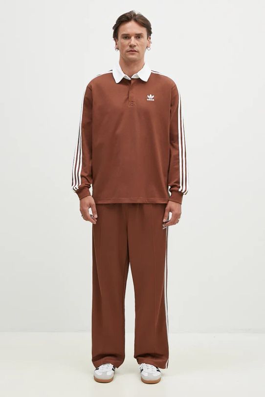 Παντελόνι φόρμας adidas Originals Baggy Track Pant IZ2476 καφέ