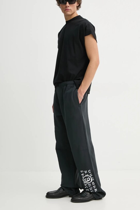 MM6 Maison Margiela pantaloni de trening din bumbac negru SH2KA0022.M25004