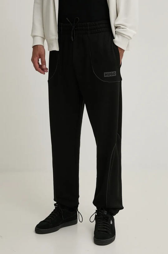 Bavlněné tepláky Hugo Blue pletenina černá 50521678