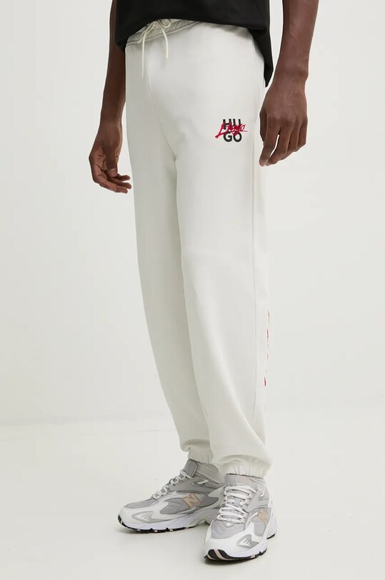 HUGO pantaloni de trening din bumbac bumbac bej 50521082
