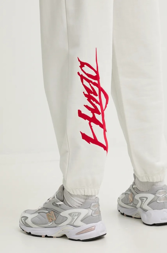 Бавовняні спортивні штани HUGO 50521082 бежевий