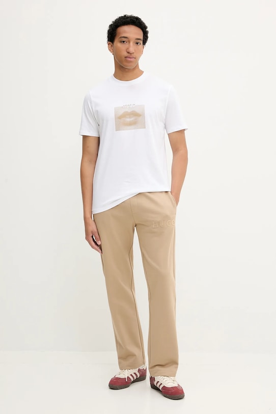 HUGO pantaloni de trening din bumbac 50529110 verde SS25