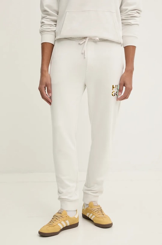 Хлопковые спортивные штаны HUGO хлопок бежевый 50522127