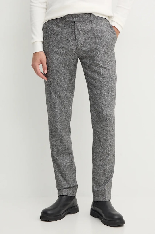 Tommy Hilfiger pantaloni din lana drept gri MW0MW36699
