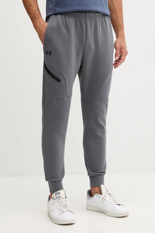 Under Armour pantaloni de trening Unstoppable Fleece tricotaj gri 1389353