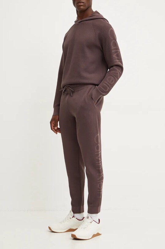 Calvin Klein Performance spodnie dresowe dzianina brązowy 00GMF4P607
