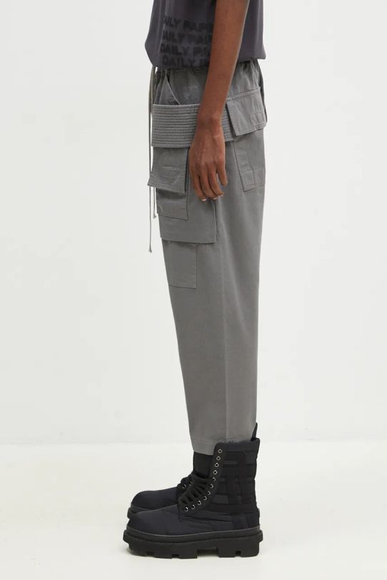 Rick Owens pantaloni in cotone Creatch Cargo Cropped Drawstring DU02D2371.TW grigio AW24