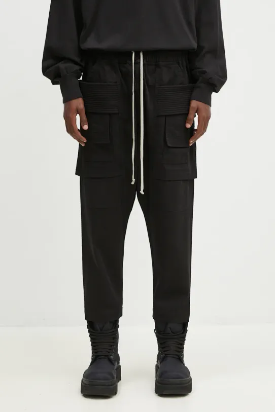 Rick Owens cotton trousers Creatch Cargo Cropped Drawstring cotton black DU02D2371.TW