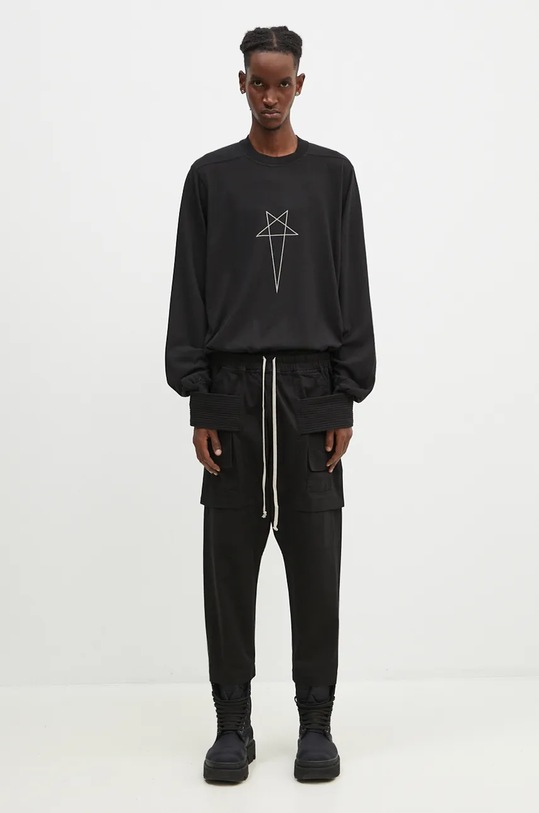 Rick Owens cotton trousers Creatch Cargo Cropped Drawstring black DU02D2371.TW
