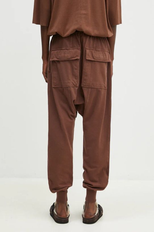 Abbigliamento Rick Owens pantaloni della tuta di cotone Prisoner Drawstring DU02D2395.RIG marrone