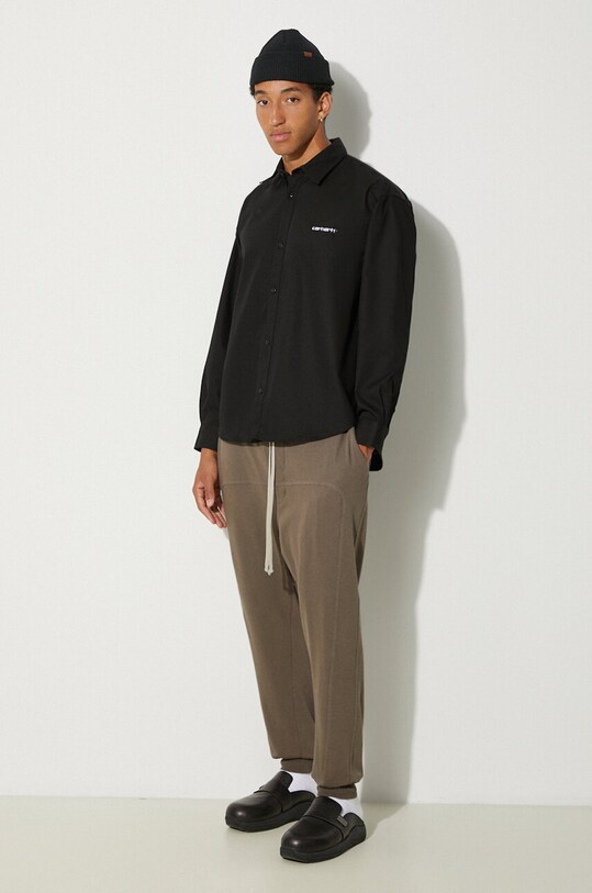 Rick Owens pantaloni de trening din bumbac Prisoner Drawstring DU02D2395.RIG gri AW24