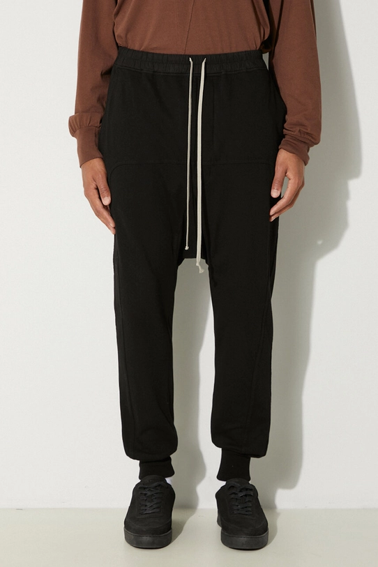 Rick Owens pantaloni della tuta di cotone Prisoner Drawstring cotone nero DU02D2395.RIG