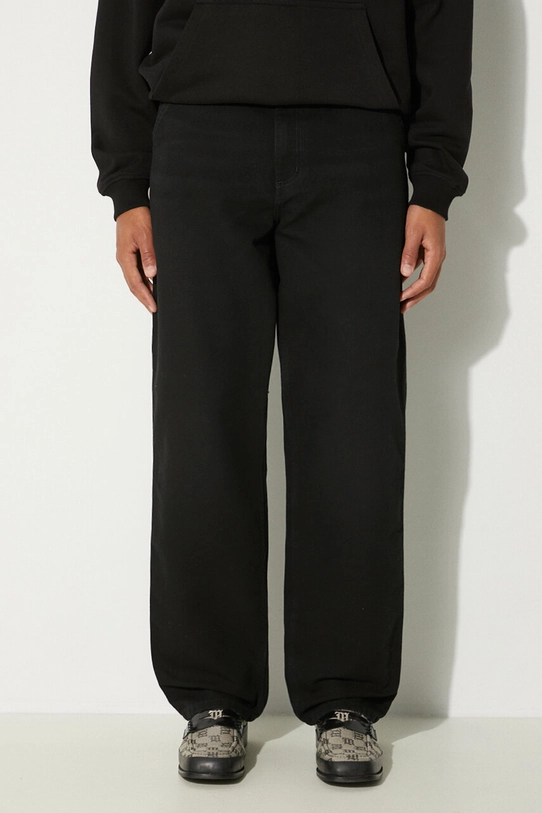 Carhartt WIP pantaloni de bumbac Single Knee Pant uni negru I031497.893K