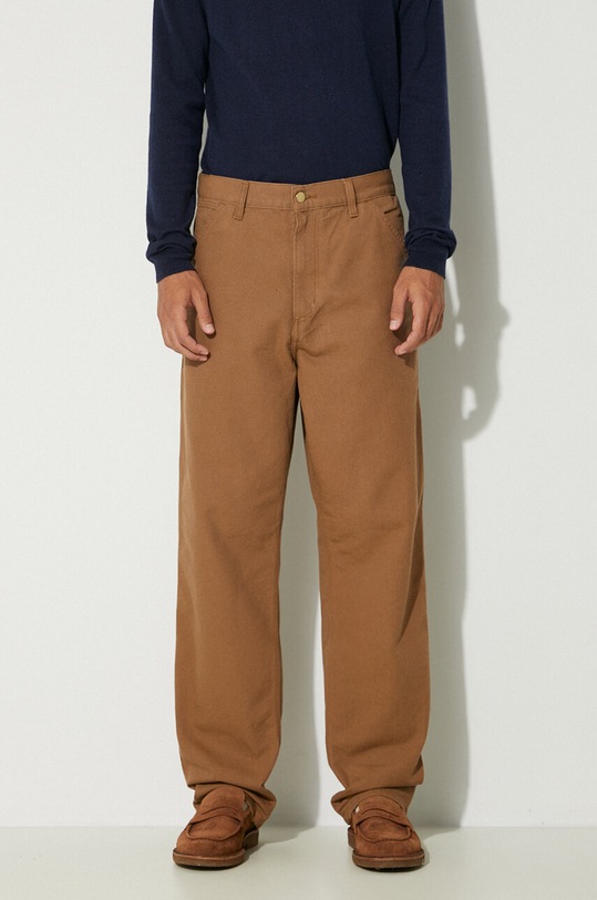 Одежда Хлопковые брюки Carhartt WIP Single Knee Pant I031497.HZ02 коричневый