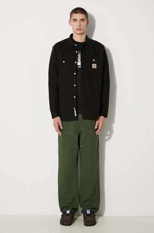 Хлопковые брюки Carhartt WIP Double Knee Pant I031501.2BR02 зелёный AW24