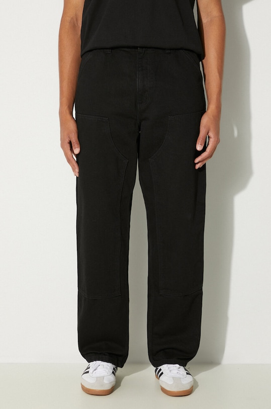 Βαμβακερό παντελόνι Carhartt WIP Double Knee Pant βαμβάκι μαύρο I032699.8902